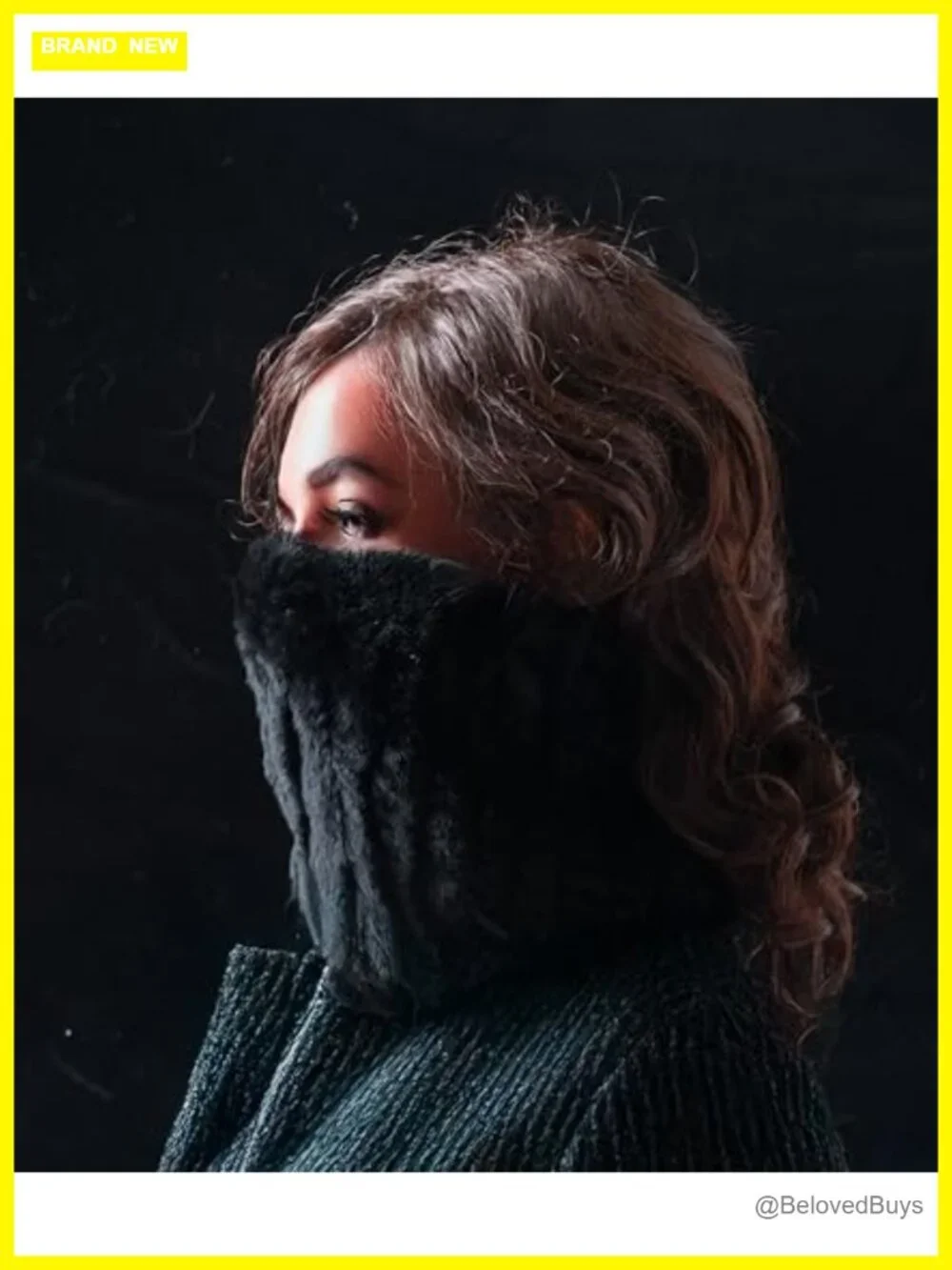 Luxury Real Rabbit Fur Knitted Hat with Fox Fur Brim and Convertible Neck